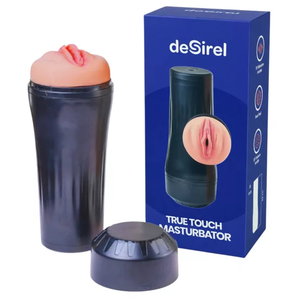 Desirel True Touch - realistlik masturbaator vibraatoriga - naturaalne/must
