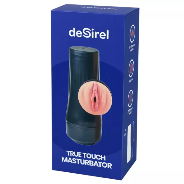 Desirel True Touch - realistlik masturbaator vibraatoriga - naturaalne/must