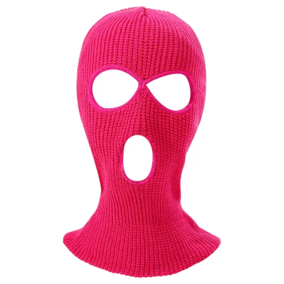 Balaklava - kootud mask 3 avaga (tumeroosa)