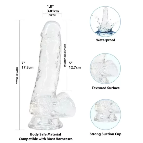 Addiction Crystal - iminapaga dildo (läbipaistev) - 18 cm