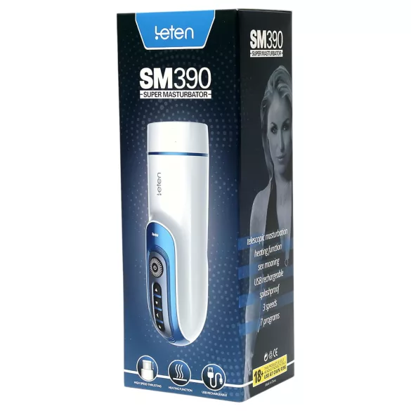 Leten SM390 - masturbaator meestele - häälitsev, soojendusega - valge