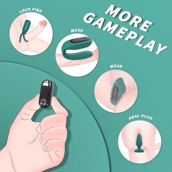 Sex HD - akuga kaugjuhitav 4-osaline vibraatorite komplekt - roheline