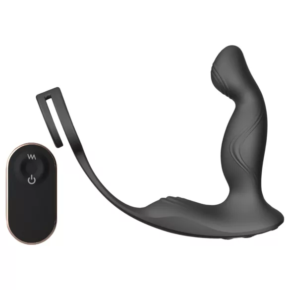 Sex HD Virgil - eesnäärme vibraator peenise- ja munandirõngaga - must