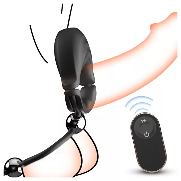Sex HD - reguleeritava vibratsiooniga peeniserõngas puldiga (must)
