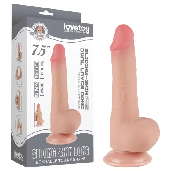Lovetoy Sliding-Skin - munanditega kahekihiline dildo - 20cm naturaalne