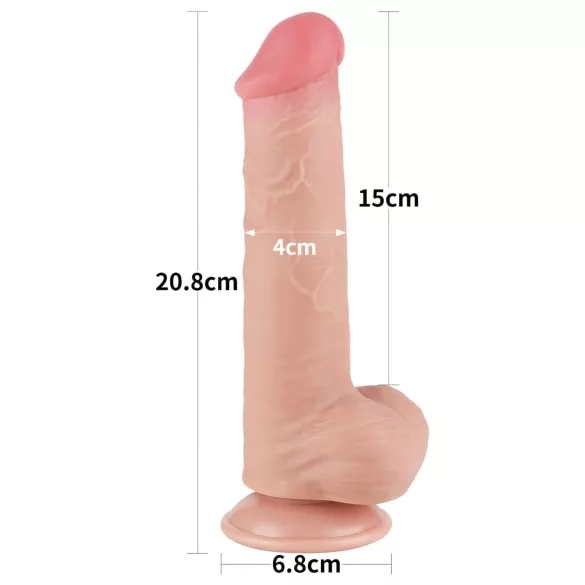 Lovetoy Sliding-Skin - munanditega kaksikkihiline dildos - 20,8 cm naturaalne