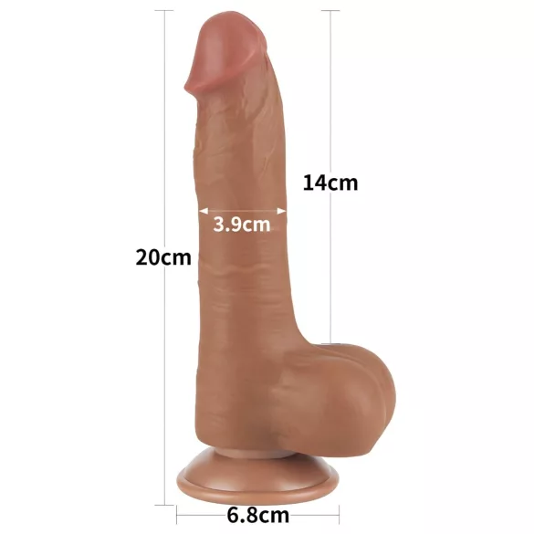 Lovetoy Sliding-Skin - munanditega kahekordne dildo - 20,8cm - tume naturaalne