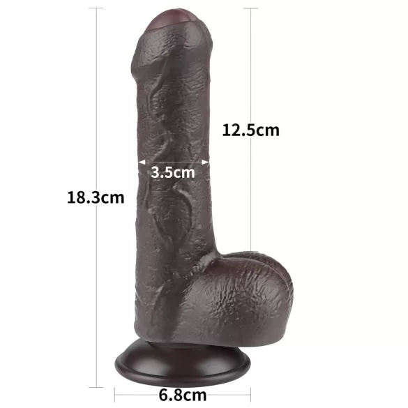Lovetoy Sliding-Skin - munanditega kahekihiline dildo - 18,3cm - pruun