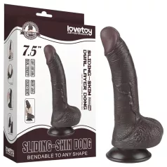   Sliding-Skin - iminappadega kahekordne dildo - 19,5 cm (pruun)