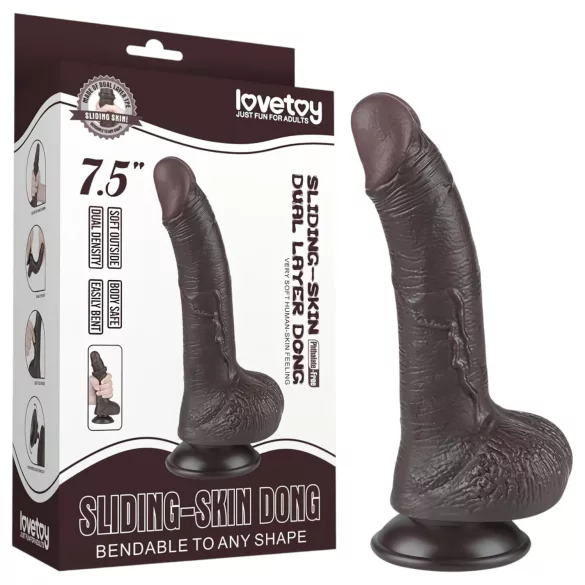 Lovetoy Sliding-Skin - realistlik dildoga iminapaga - 19,5 cm - pruun