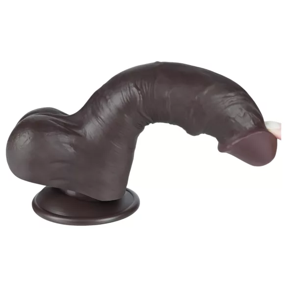 Lovetoy Sliding-Skin - munanditega kahekordne dildos - 20cm pruun