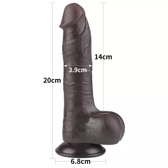 Lovetoy Sliding-Skin - munanditega kahekordne dildos - 20cm pruun