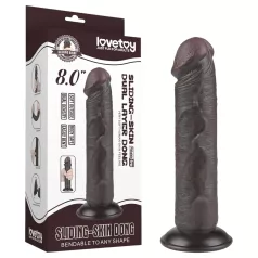  Lovetoy Sliding-Skin - realistlik kahekihiline dildo iminapaga - 20cm pruun