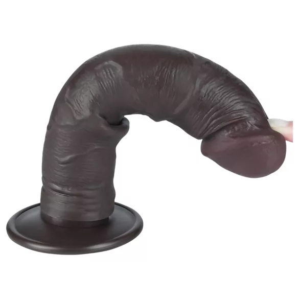 Lovetoy Sliding-Skin - realistlik kahekihiline dildo iminapaga - 20cm pruun
