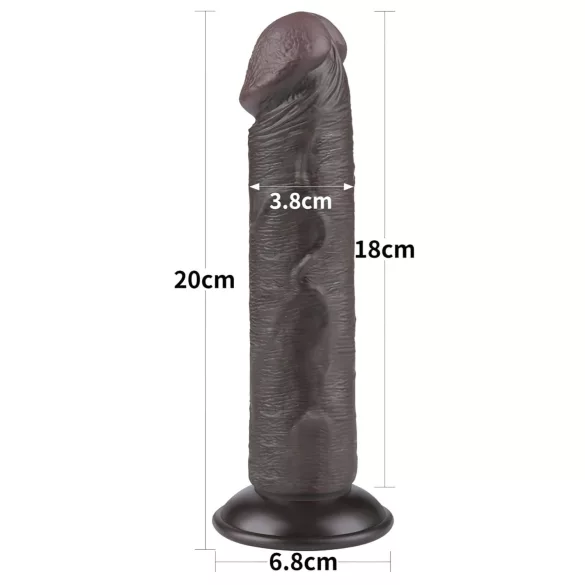 Lovetoy Sliding-Skin - realistlik kahekihiline dildo iminapaga - 20cm pruun