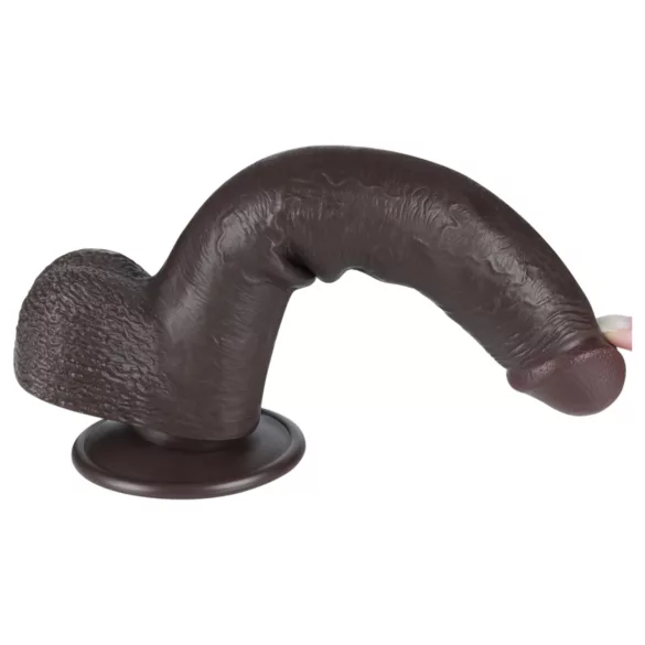 Lovetoy Sliding-Skin - kahekihiline dildoga iminapaga - 20,8 cm - pruun