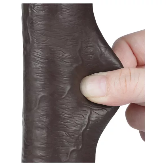 Lovetoy Sliding-Skin - kahekihiline dildoga iminapaga - 20,8 cm - pruun