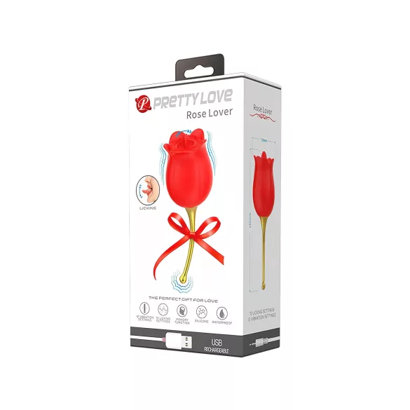 Pretty Love Rose Lover - kliitorivibraator keelefunktsiooniga 2in1 - punane