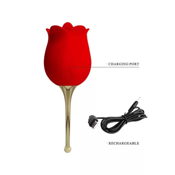 Pretty Love Rose Lover - kliitorivibraator keelefunktsiooniga 2in1 - punane