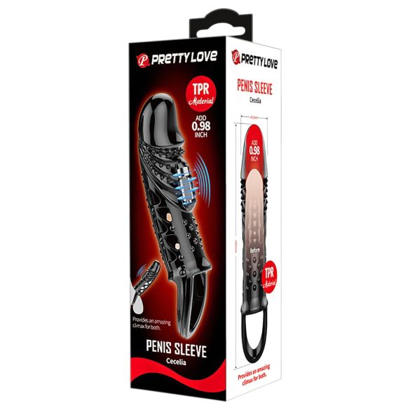 Pretty Love Cecelia - vibraatoriga peenisemansett erektsioonirõngaga must