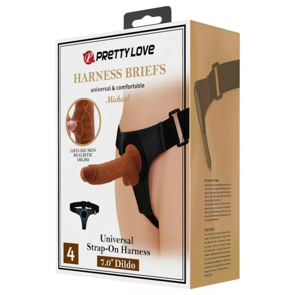 Pretty Love - strap-on rakmed - dildo 17 cm - must