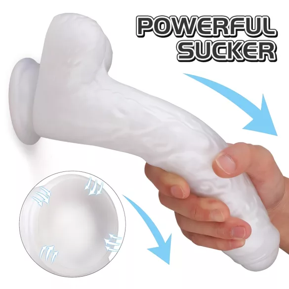 Sex HD Martin - realistlik dildo munanditega iminapaga - valge