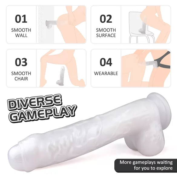 Sex HD Martin - realistlik dildo munanditega iminapaga - valge