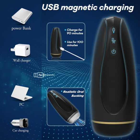 Sex HD Hawk - akuga vibreeriv imemasturbator - must-valge