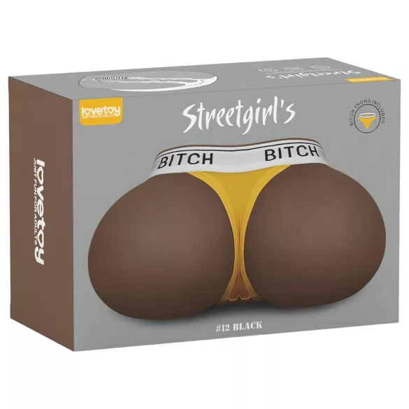 Lovetoy Streetgirl's 12 - kunstvagina torss ja stringid (tume naturaalne)