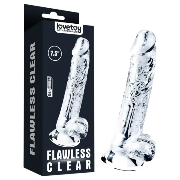 Lovetoy Flawless Clear - iminapaga dildo - 19 cm (läbipaistev)