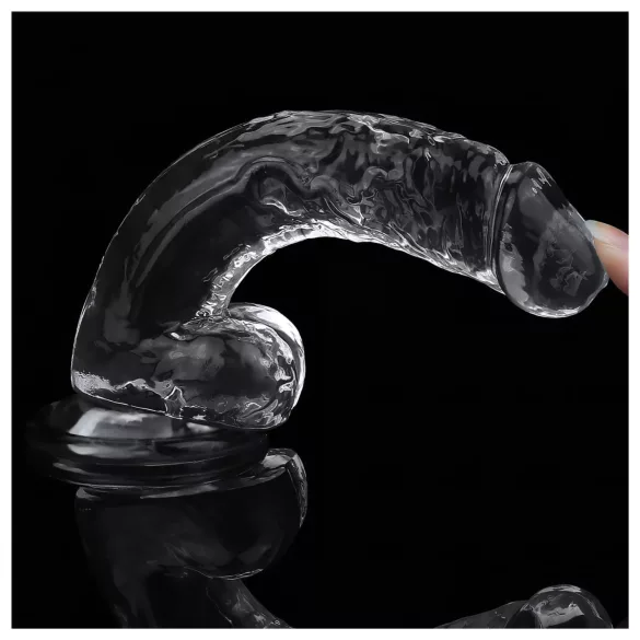 Lovetoy Flawless Clear - iminapaga dildo - 19 cm (läbipaistev)