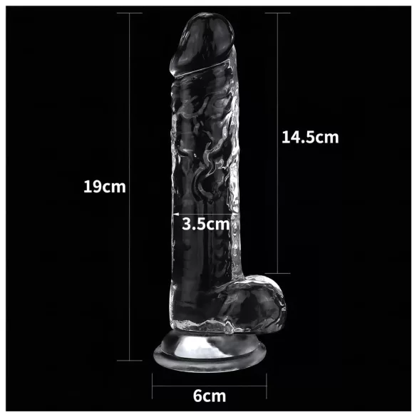 Lovetoy Flawless Clear - iminapaga dildo - 19 cm (läbipaistev)