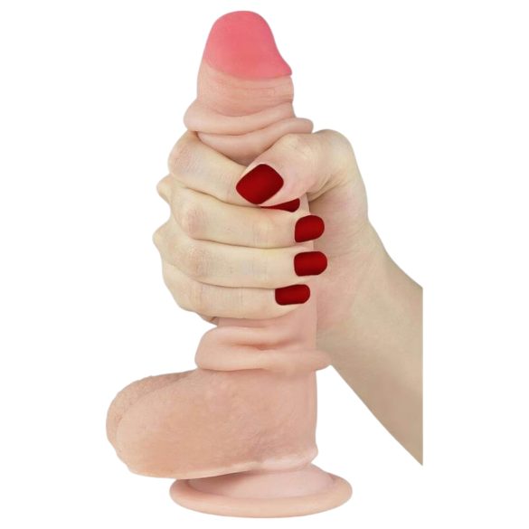 Lovetoy Sliding-Skin - kahekordne dildo - 18cm (naturaalne)