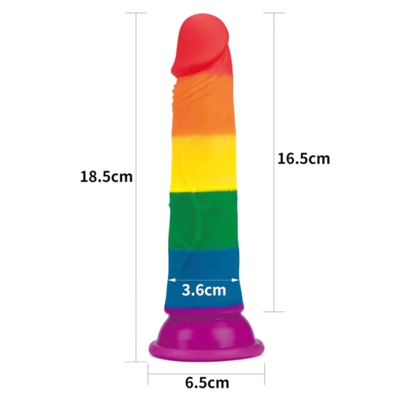 Lovetoy Prider - realistlik dildos - 19 cm - vikerkaarevärviline