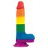 Lovetoy Prider - elutru munanditega dildo - 20cm (vikerkaar)