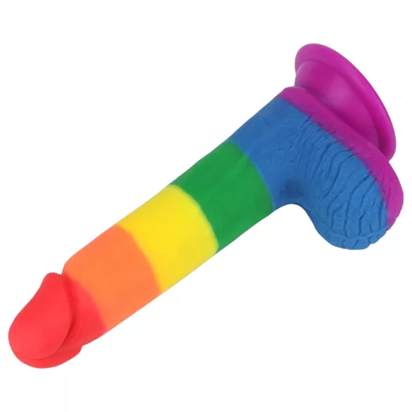 Lovetoy Prider - realistlik munanditega dildo - 20cm vikerkaar