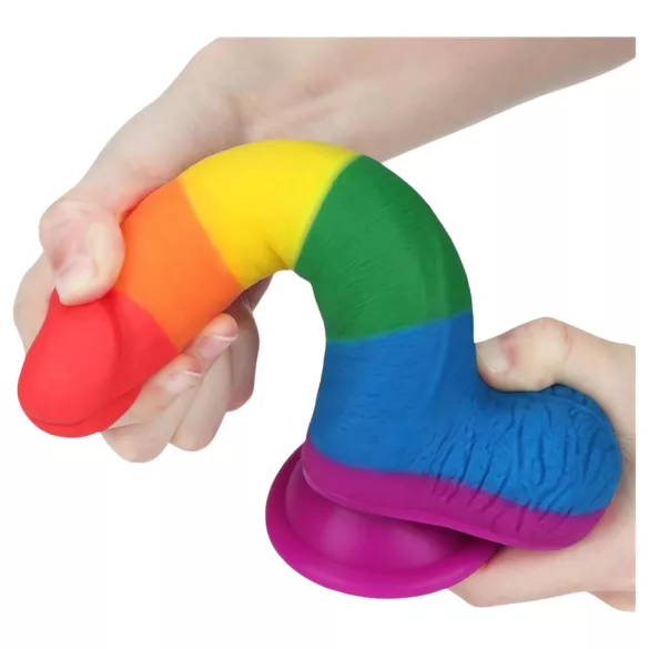 Lovetoy Prider - realistlik munanditega dildo - 20cm vikerkaar
