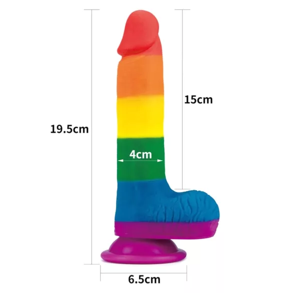 Lovetoy Prider - realistlik munanditega dildo - 20cm vikerkaar