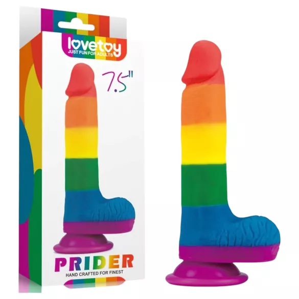 Lovetoy Prider - realistlik munanditega dildo - 20cm vikerkaar