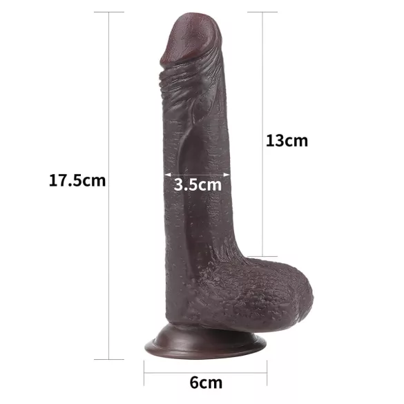 Lovetoy Sliding-Skin - realistlik kahekihiline dildo - 18 cm - pruun