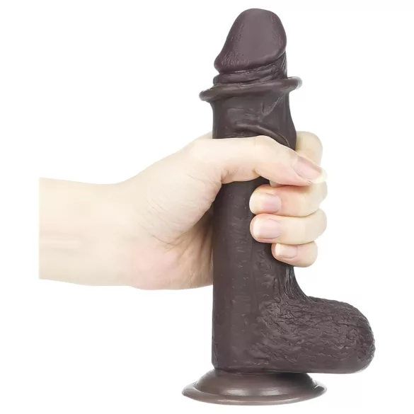Lovetoy Sliding-Skin - realistlik kahekihiline dildo - 18 cm - pruun