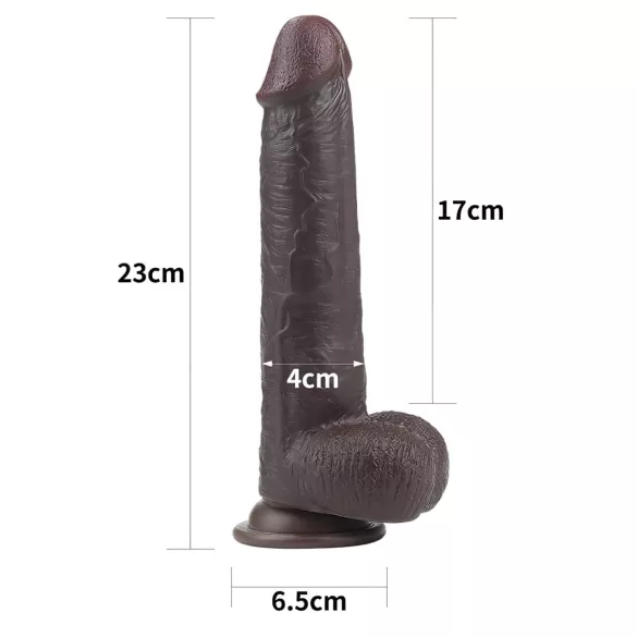 Lovetoy Sliding-Skin - realistlik kahekihiline dildo - 23 cm - pruun