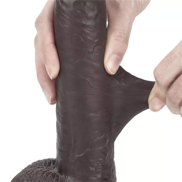 Lovetoy Sliding-Skin - realistlik kahekihiline dildo - 23 cm - pruun