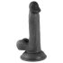 Mr. Rude - iminapsisega, munanditega elutruu dildo - 17cm (must)