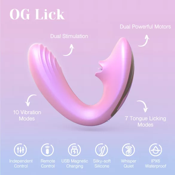 Tracy's Dog OG Lick - G-punkti vibraator ja kliitoristimulaator (roosa)