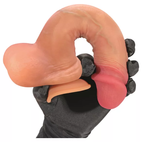 FeelSkin - üliauhtne realistlik munanditega dildo - naturaalne (21 cm)