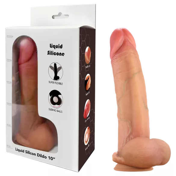 FeelSkin - ülireaistlik munanditega dildo (naturaalne, 22 cm)