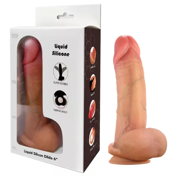 FeelSkin - ülirealistlik munanditega dildo (naturaalne, 12,5 cm)