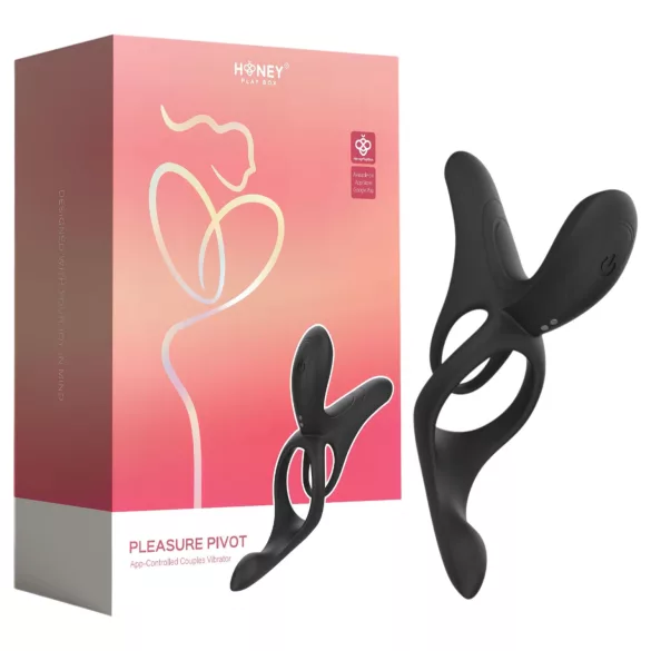 Honey Play Box Pleasure Pivot - nutirakendusega juhitav vibreeriv peenise- ja munandiring meestele (must)