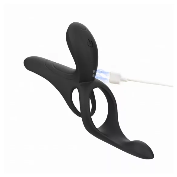 Honey Play Box Pleasure Pivot - nutirakendusega juhitav vibreeriv peenise- ja munandiring meestele (must)
